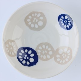 Mino Ware Japanese Lightweight Shallow Bowl Set, Renkon, Indigo Blue, Set of 2, Salad Bowls, Fruits Bowls,Pasta Bowls, Gift, Blue - 9 inch