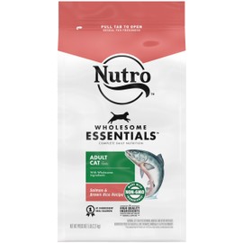 NUTRO WHOLESOME ESSENTIALS Natural Dry Cat Food, Adult Cat Salmon & Brown Rice Recipe Cat Kibble, 5 lb. Bag