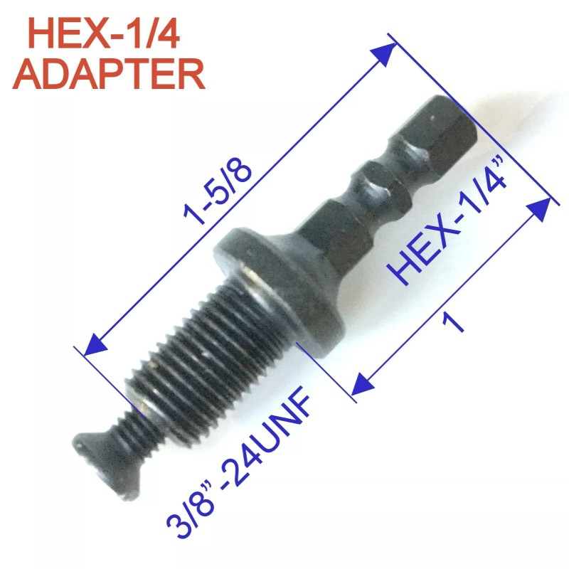 SCT-888 1 pc 1/4 Hex Adapter to 3/8"-24UNF Thread with