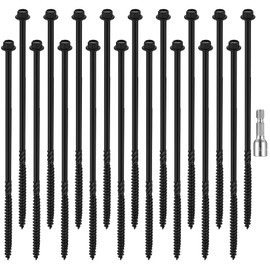 18 Pcs Timber Screws, 6.7 x 200mm Timber Fixing Screws, Hex Head Screws, Coach Screws, Hex Washer Head Screws for Wood Screws for Outdoor Timber Wood Frame Construction Screws(6.7 x 200mm)