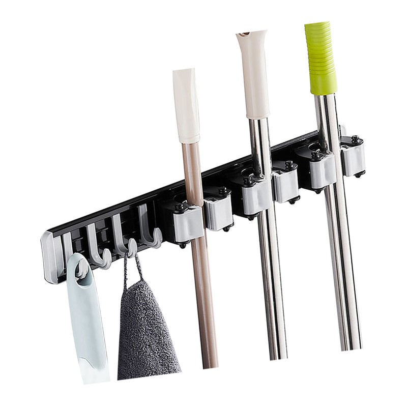 Mop Holder With Hooks Broom Holder Drilling & Nail-free Wall