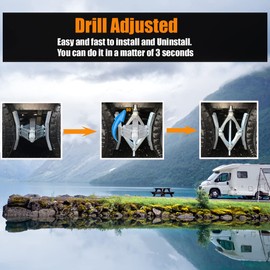 Schumaho Camper Wheel Chock, Heavy Duty Rotatable X Shaped Stabilizer for RV Trailer (Drill Adjusted), 2 Sets of Tire Lock Chocks (Patented)
