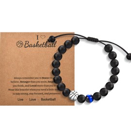 Basketball Bracelet Gifts for Boys, Basketball Gifts for boys, Cool Birthday Gifts for Teen Boys, Players Team Lovers Graduation Back to School Christmas Gifts Son Grandson Brother Nephew, Blue Stone