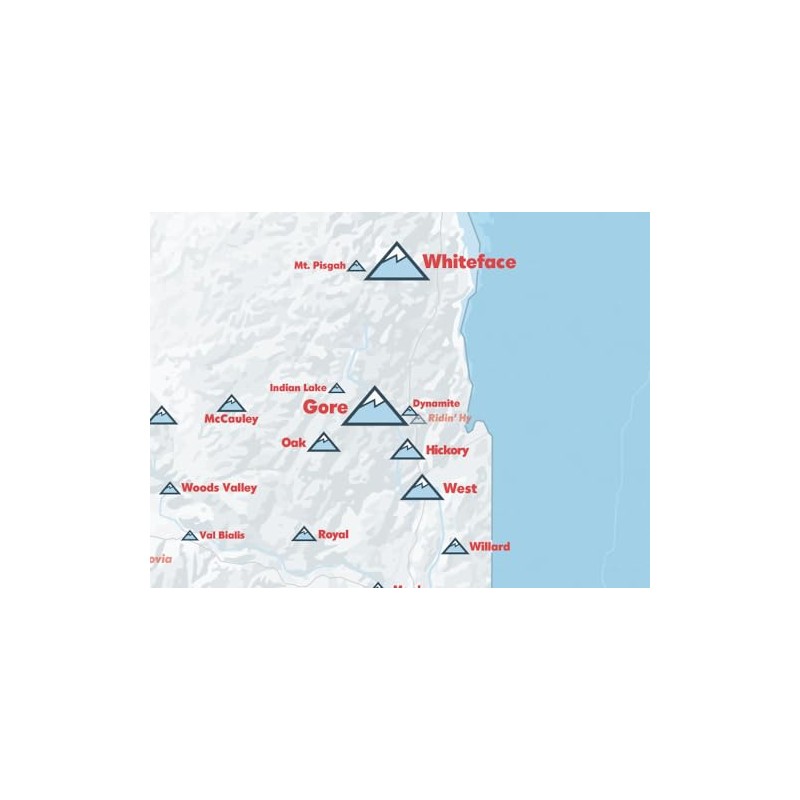 New York Ski Resorts Map 18x24 Poster (White & Light