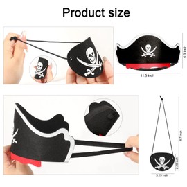 HOWAF Pirate Children's Birthday Party Bag Pirate Party Pirate Hat Pirate Eye Patch Children Pirate Snap Bracelets Key Ring Pirate Tattoo Children Boys Girls Pirate Decoration