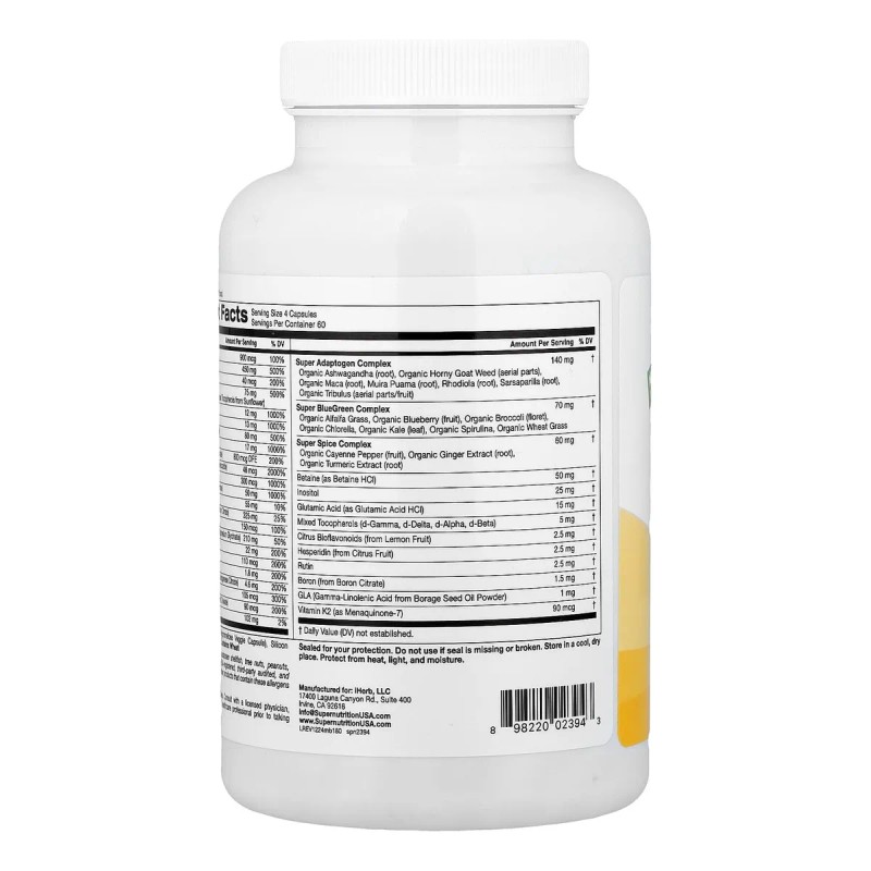 Super Nutrition Multivitamínico Hombres 240 Cápsulas Veg