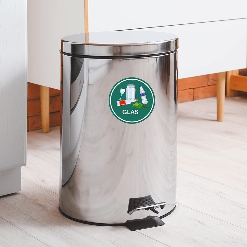 Set of 6 Waste Separation Stickers, Scratch- and Weatherproof, Finest