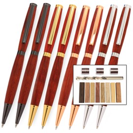 Legacy Woodturning, Slimline Pen Kit Starter Pack with Bushings, Hurricane M42 Cobalt Drill Bit, Pen Kits, Wood Pen Blank Sampler Pack