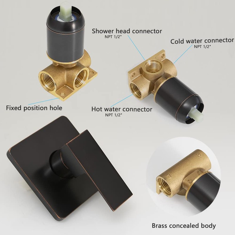 JingGang Oil Rubbed Bronze Shower Faucet Set Bathroom Rainfall Shower