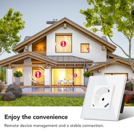 BSEED ZigBee Socket with USB C 20 W Quick Charger with Consumption Measurement, WLAN Socket Flush-Mounted for Alexa/Google Home, Smart Socket with Current Measurement 16 A, 1 Compartment White