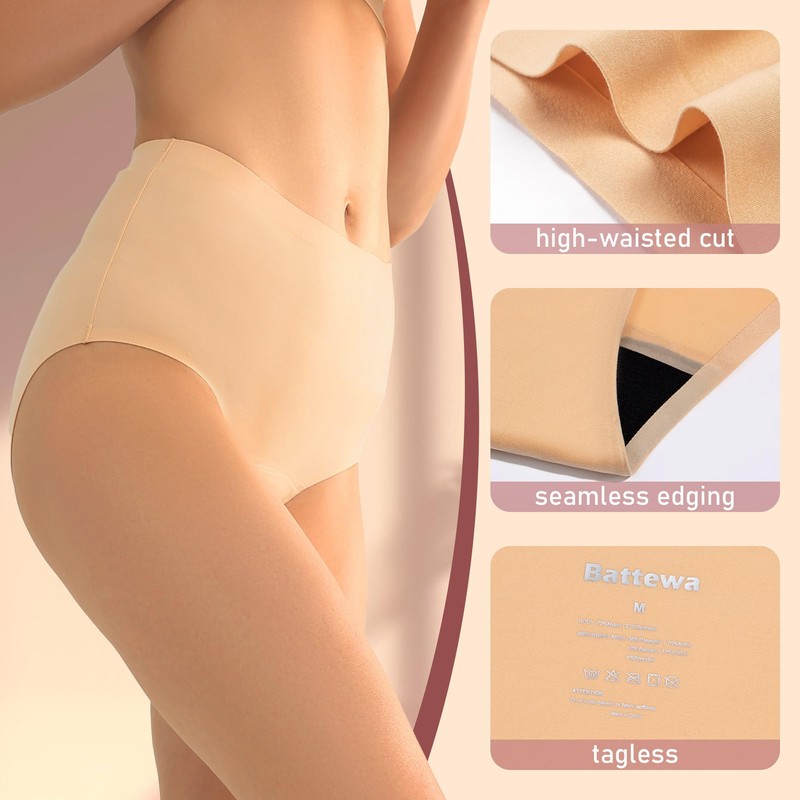 BATTEWA Seamless Incontinence Underwear for Women Ultra Soft Leakproof Panties,