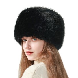 KAZZHA Russian Hats for Women Ladies Ushanka Fluffy Fur Hat Winter Fuzzy Ski Snow Hat Cossack Furry Cap Warm Bucket Hat
