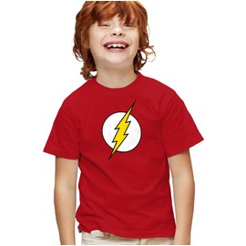 Popfunk The Flash Lightning Bolt Logo Kids T-Shirt for Youth Boys and Girls - Red - X-Small