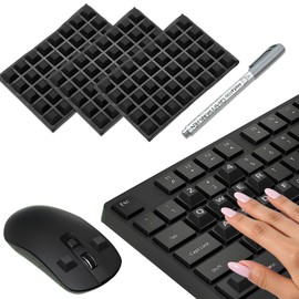 120 pcs Raised Keyboard Stickers for Long Nails, Adhesive Keycap Riser with Paint Pen, Silicone Keyboard Protectors for Laptop, Desktop, Gaming - Black, Trapezoidal