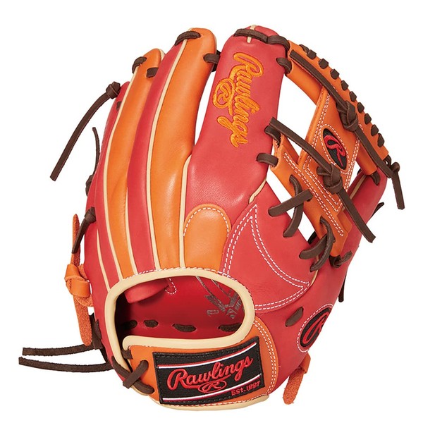 Rawlings GS2FHDR34 Baseball Adult Glove Softball Women's Fit HOH DP COLORS (For Infielders), Size 11.5, Scarlet/Orange *For Right Throwing (Left Hand)