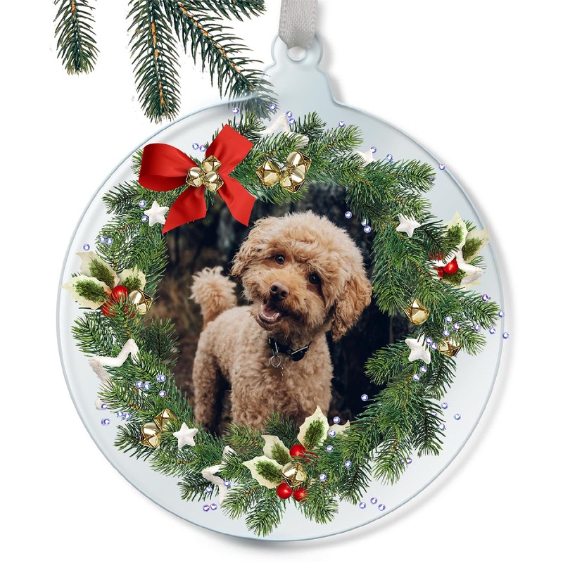 1 Personalised Customised Christmas Xmas Festive Photo Upload Wreath Acrylic