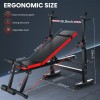 Foldable Weight Bench Adjustable w/Squat Barbell Rack and Removable Foot