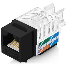 Everest 45° Angled RJ45 Cat6A Keystone Jacks 10-Pack in Black - Slim Profile Female RJ45 Connectors - Cat 6A Keystone Jack - Compatible with 45° Angled Speed Termination Tool - 45Term (B0BL3GS7ZY)