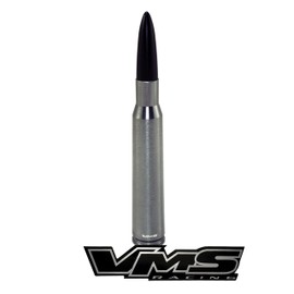 VMS Racing 50 Cal Caliber GUNMETAL BLACK TIP BULLET ANTENNA in Heavy Gauge Billet Aluminum Short Compatible with Dodge Ram 1500 2500 3500 1994-2008