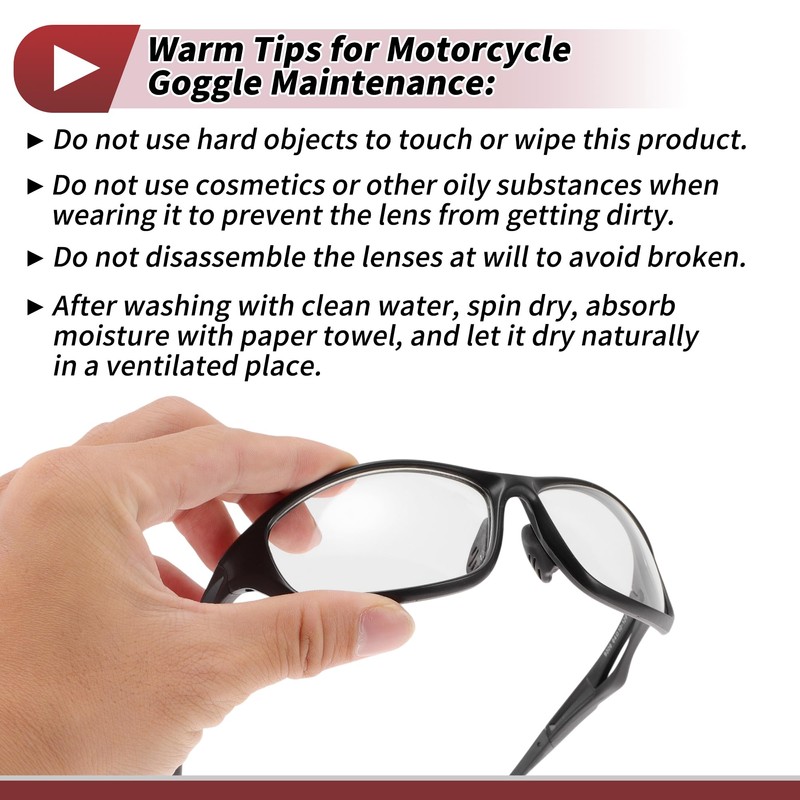 Hihaha 1 Pc Motorcycle Riding Goggles PC Clear Lens Black