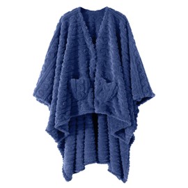 Wearable Blanket,Blanket Poncho for Adult,Soft Shawl TV Throw Blankets,Present for Family and Friend,(Dust Blue)
