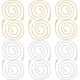 EuTengHao 12Pcs Necklace Chains Snake Chain 1.2 mm Necklace with Lobster Clasps for Necklace Jewelry Chain Bulk 18 Inches for Necklace Jewelry Making DIY Crafts (Silver & Gold)