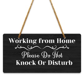 Working Sign for Door Please Do Not Knock or Disturb Hanging Sign for Front Door Double-Sided Hanger Plaque for Home Living Room Bedroom Wall Decor 10x5 Inches PVC Hanging Plaque