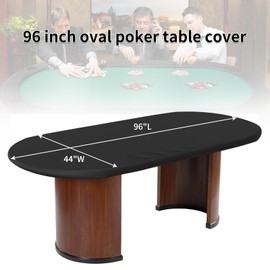 MUTUSHI Oval Poker Table Dust Cover Card Table Cover with Form-Fitting Elastic and Buckle Waterproof Oxford Fabric 96" L x 44" W Black