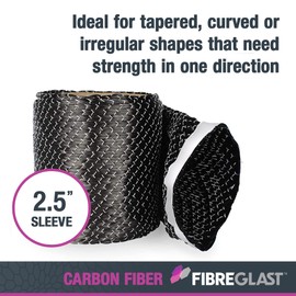 Fibre Glast Unidirectional Carbon Fiber Sleeving – High-Strength Graphite Tubing To Bond & Reinforce Hoses, Hockey Sticks, Oars, Golf Clubs, Studs, Cylinders & More – 15-20 Oz, 3 Yards, Made In USA