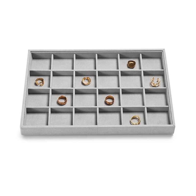 Oirlv Grey Microfibre Stackable Jewellery Trays 24 Grids Jewellery Display