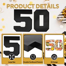 Datyiiha Cardboard Number for Charcuterie 50 Set Fillable Tray 10.2'' Black Charcuterie Paper Box for 50th Birthday Anniversary Party Decorations Chocolate Candy Cupcake Container