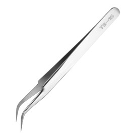 Precision Tweezers, Stainless Steel Fine Tip Curved Craft Tweezers Professional Lash Tweezer for Eyelash Extension, Electronics, Soldering, Experimental Work, Jewelry-Making, Crafting