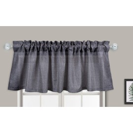 Aiking Home Window Curtain Valances, Faux Linen Textured Semi-Sheer Polyester Window Valances with Rod Pocket (Set of 2, 56"x16" Each Panel, Grey)