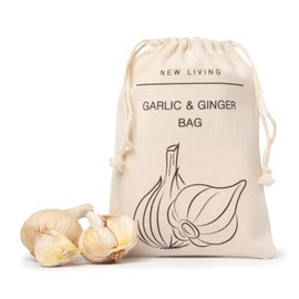 New Living Organic Linen Cotton Garlic & Ginger Bags Eco Product, Food Storage, 14 x 19 cm (1)