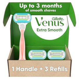 Gillette Venus Mango de maquinilla de afeitar rosa extra suave para mujer + 3 repuestos de cuchillas