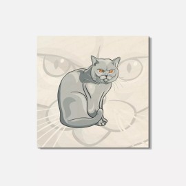 Unbranded Cat Angry Animal 4'' X 4'' Square Wooden Coaster