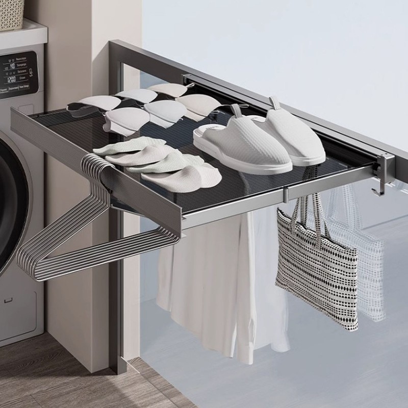 Balcony Clothes Drying Rack Wall Mounted with Mesh Surface Collapsible