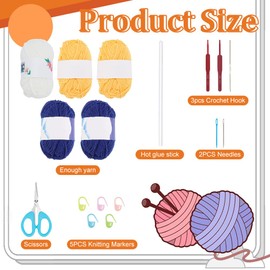 FREEBLOSS Crochet Kit for Beginners Crochet Bag Starter Kit Granny Square Crochet Tote Bag Set Sun Crochet Bag Knitting Kit with Step-by-Step Video Tutorials Adult Crafts Projects