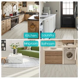 MULGREAT Peel and Stick Floor Tile, Self-Adhesive Vinyl Flooring Plank, Waterproof Deep Wood Grain Planks, 6x36inch, 36Pack, 54 Sq. Feet, DIY for Bedroom, Kitchen, Living Room Home Decor, Tea White