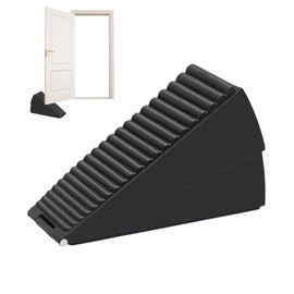 Heavy Door Stop, Strongest Large Stainless Steel Spring Door Stopper, Tall Door Weight Up to 3 Inch, Non-Slip Rubber Grip, Adjustable Door Wedge (Black, 1 Pack)