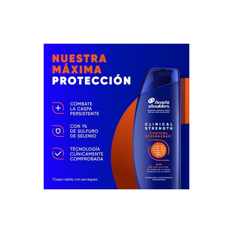 HEAD & SHOULDERS, Shampoo para Caspa, Clinical Strength Control Resequedad¹