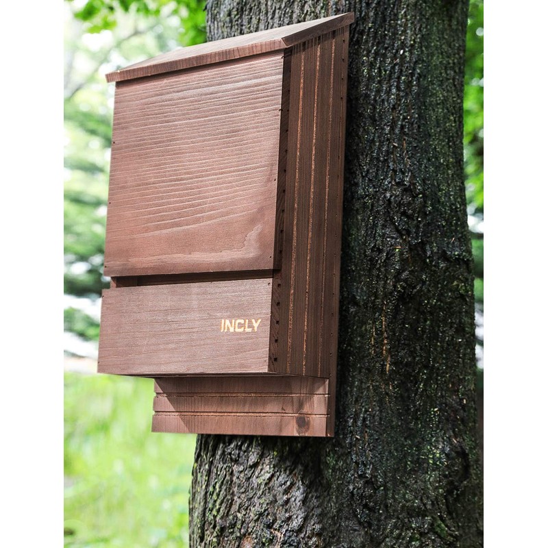 Incly Bat House for Outdoors 15"x9.2"x3.2" Shelter Box kit Double