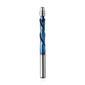 EU_HOZLY Compression Flush Cutter Bit 6 mm Shank Cutter Up & Down Cut Spiral Flush Trim Router Bit, 28 mm Cutting Length with Ano Coating, Carbide Drill Bits Wood Milling Cutters (6 x 28 x 75 L)