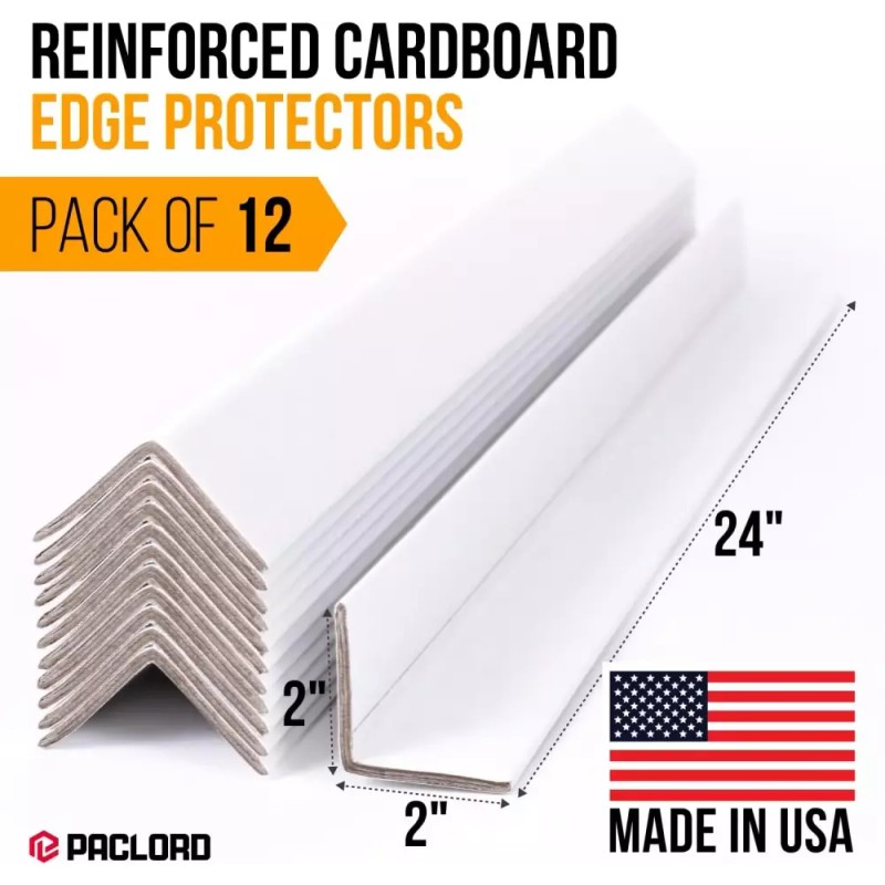 Paclord 24인치 x 2인치 강화 골판지 가장자리 보호대 흰색 12팩