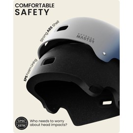 OutdoorMaster Skateboard Cycling Helmet - Two Removable Liners Ventilation Multi-Sport Scooter Roller Skate Inline Skating Rollerblading for Kids, Youth & Adults