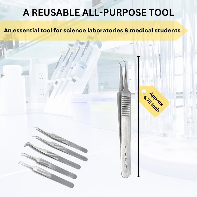 Multifunction Micro Forceps 4.75" Stainless Steel Lab Tweezers High Precision