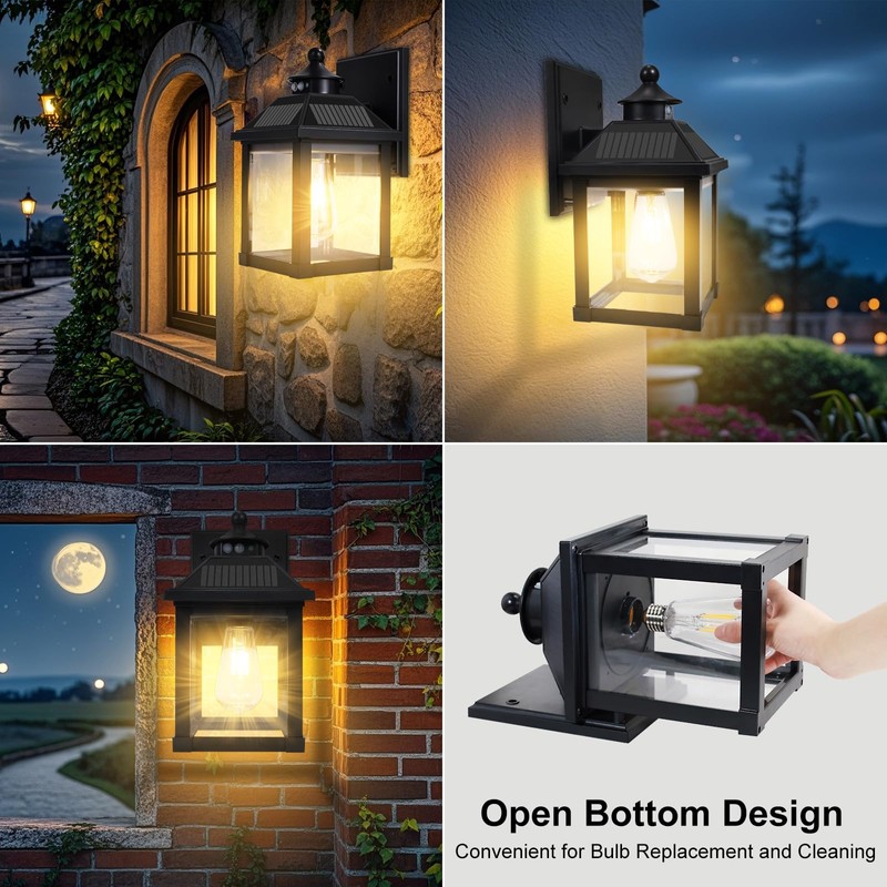 UOOIUMOY 2 Pack Solar Wall Lights Outdoor, Dusk to Dawn