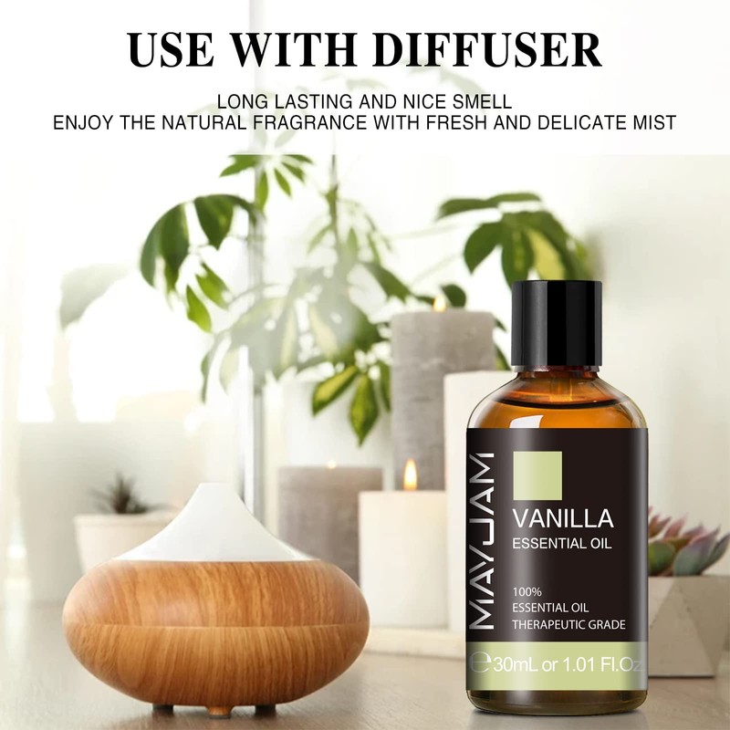 MAYJAM Essential Oil, Vanilla, Aroma Oil, 1.0 fl oz (30
