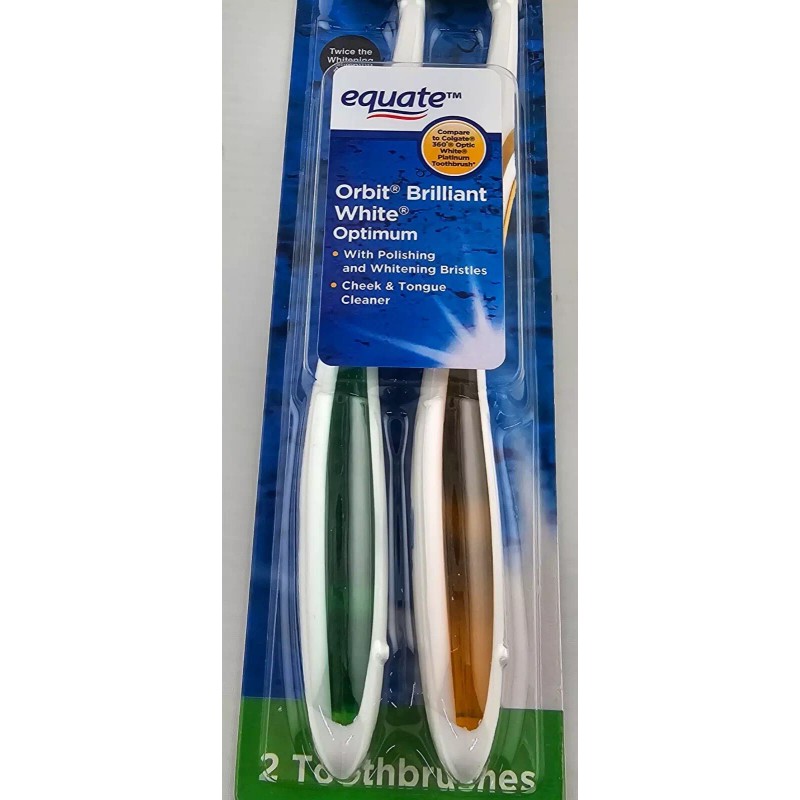 Equate Orbit Brilliant White Optimum Soft Bristle Toothbrush, 4 Pack