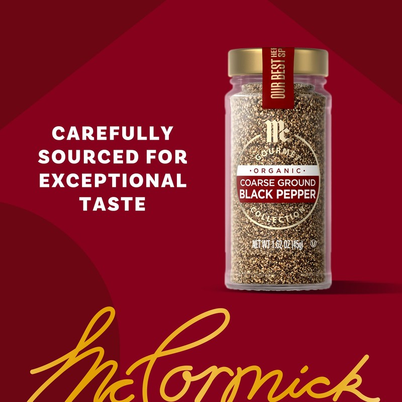 McCormick Gourmet Organic Coarse Ground Black Pepper, 1.62 oz (Pack